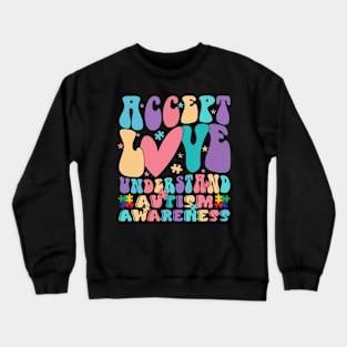 Accept Love Autism Awareness Gift for Birthday, Mother's Day, Thanksgiving, Christmas Crewneck Sweatshirt